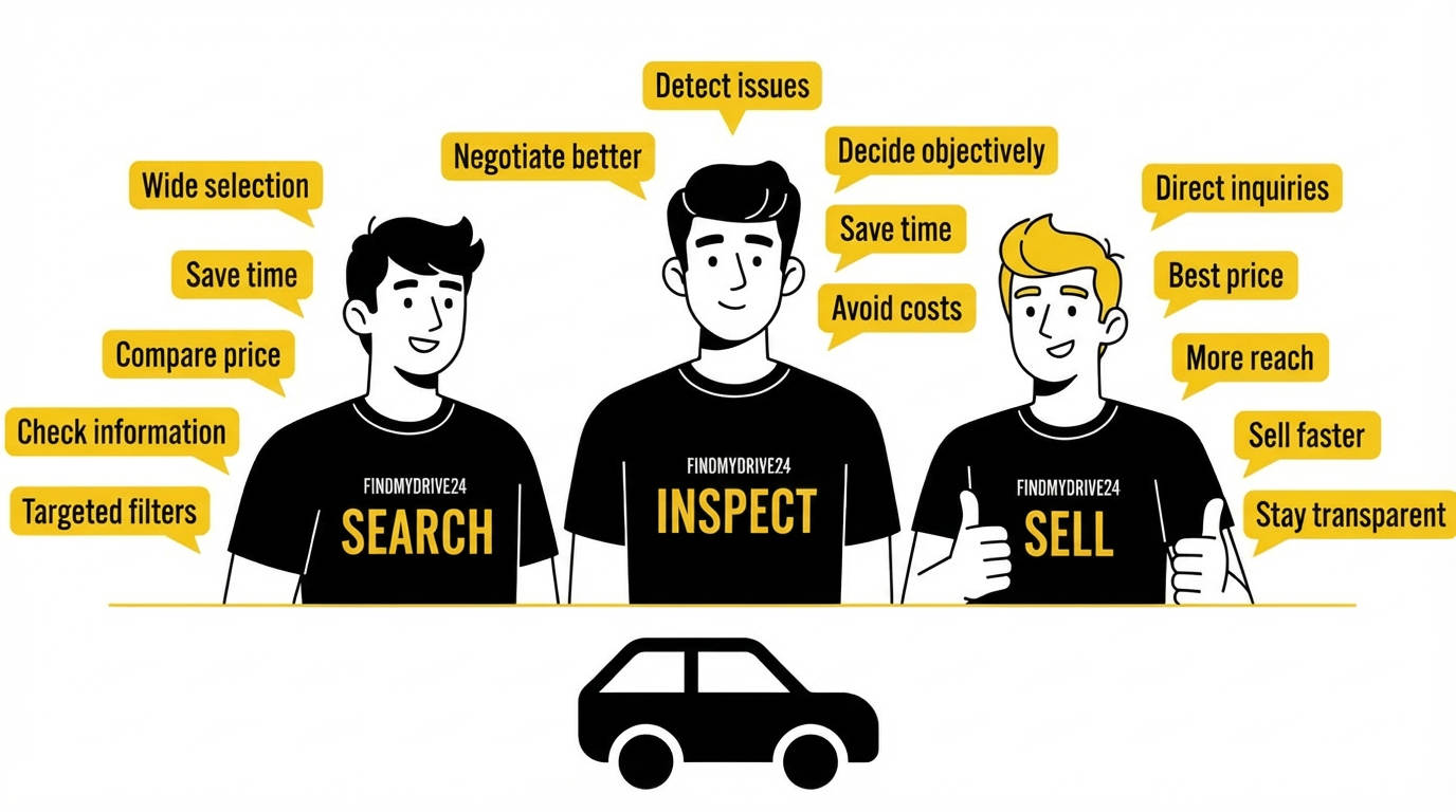 FindMyDrive24 — Search, Inspect, Sell